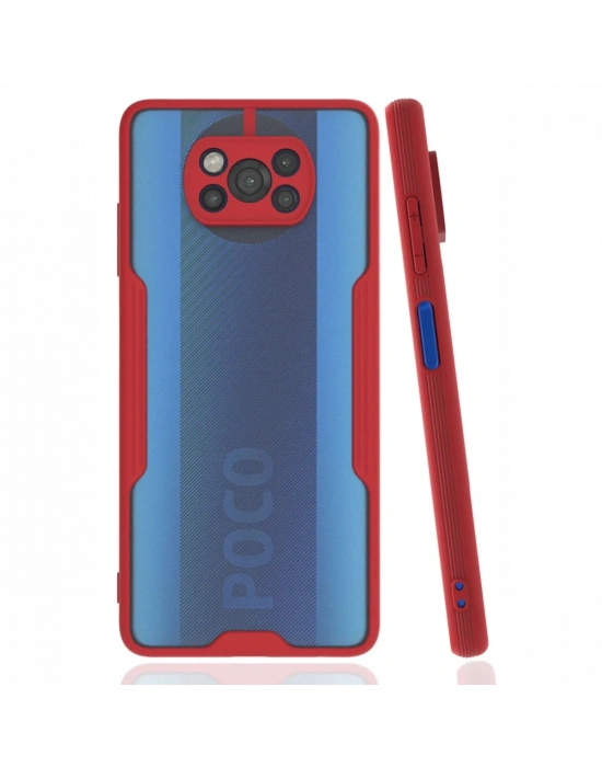 Newface Xiaomi Pocophone X3 Kılıf Platin Silikon - Kırmızı