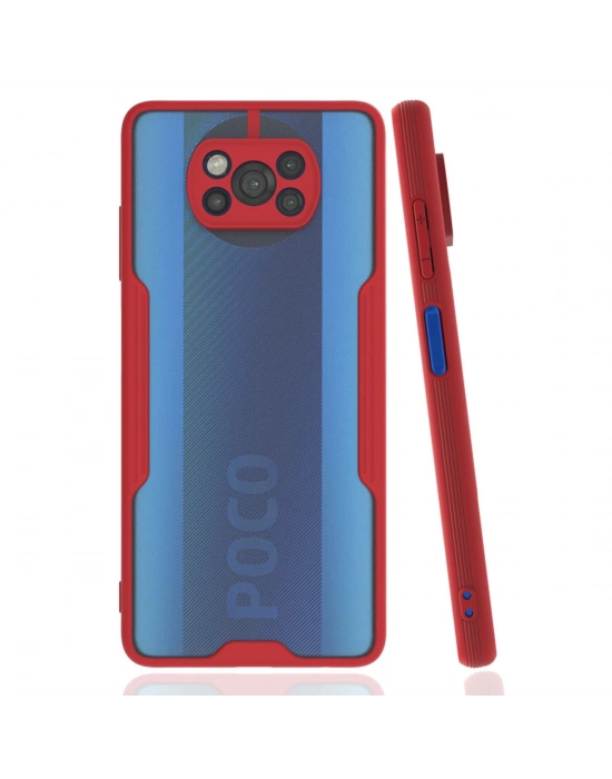 Newface Xiaomi Pocophone X3 Kılıf Platin Silikon - Kırmızı