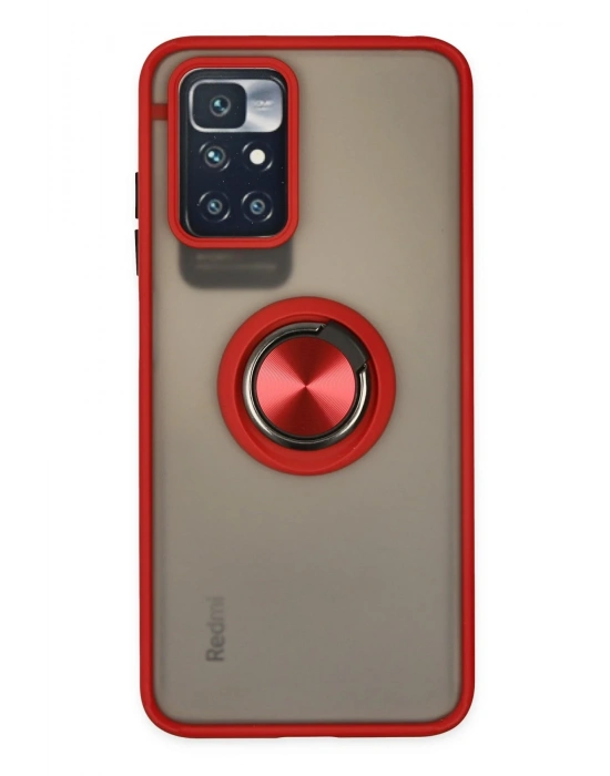 Newface Xiaomi Redmi 10 2022 Kılıf Montreal Yüzüklü Silikon Kapak - Kırmızı