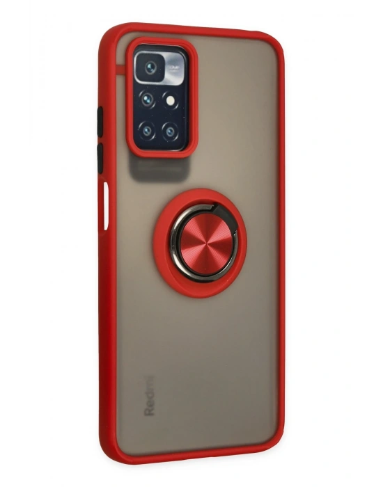 Newface Xiaomi Redmi 10 2022 Kılıf Montreal Yüzüklü Silikon Kapak - Kırmızı