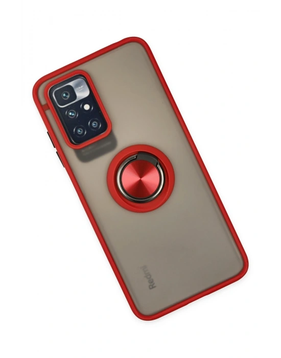 Newface Xiaomi Redmi 10 2022 Kılıf Montreal Yüzüklü Silikon Kapak - Kırmızı