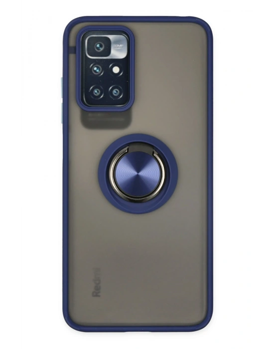 Newface Xiaomi Redmi 10 2022 Kılıf Montreal Yüzüklü Silikon Kapak - Lacivert