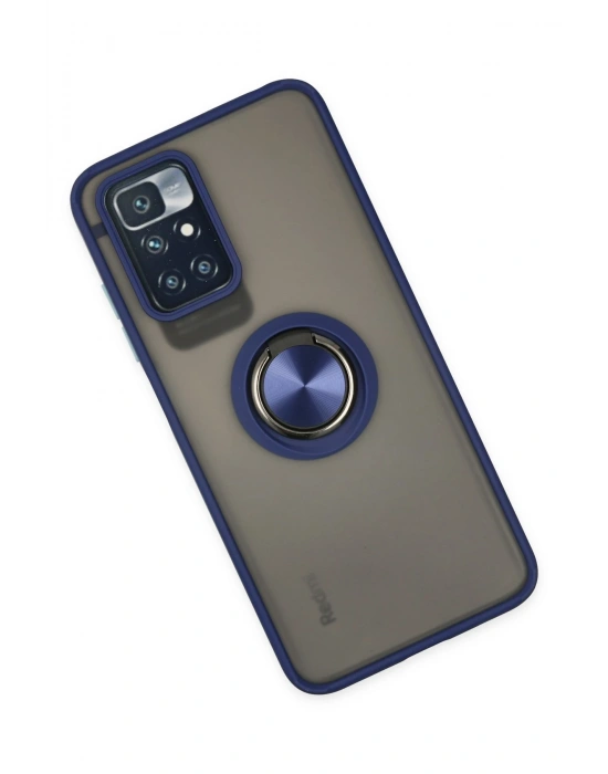 Newface Xiaomi Redmi 10 2022 Kılıf Montreal Yüzüklü Silikon Kapak - Lacivert