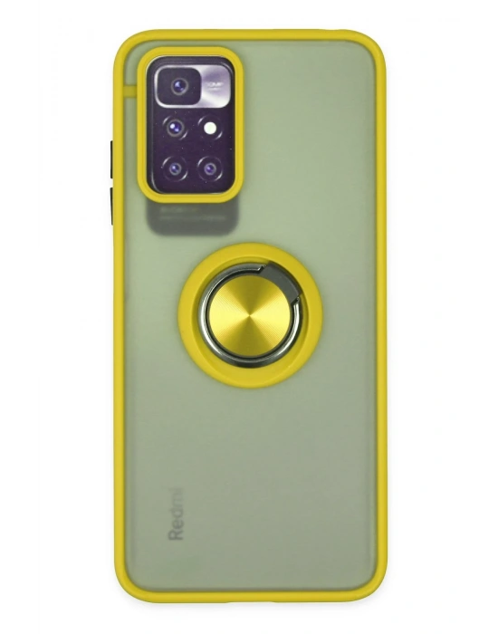 Newface Xiaomi Redmi 10 2022 Kılıf Montreal Yüzüklü Silikon Kapak - Sarı