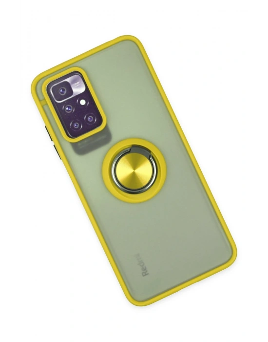 Newface Xiaomi Redmi 10 2022 Kılıf Montreal Yüzüklü Silikon Kapak - Sarı
