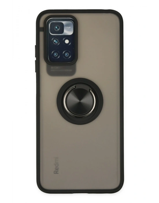 Newface Xiaomi Redmi 10 2022 Kılıf Montreal Yüzüklü Silikon Kapak - Siyah