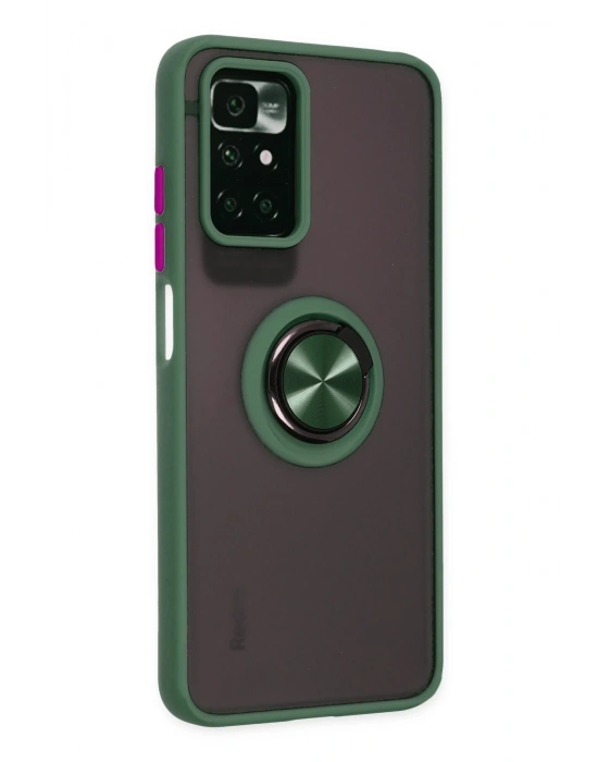 Newface Xiaomi Redmi 10 2022 Kılıf Montreal Yüzüklü Silikon Kapak - Yeşil