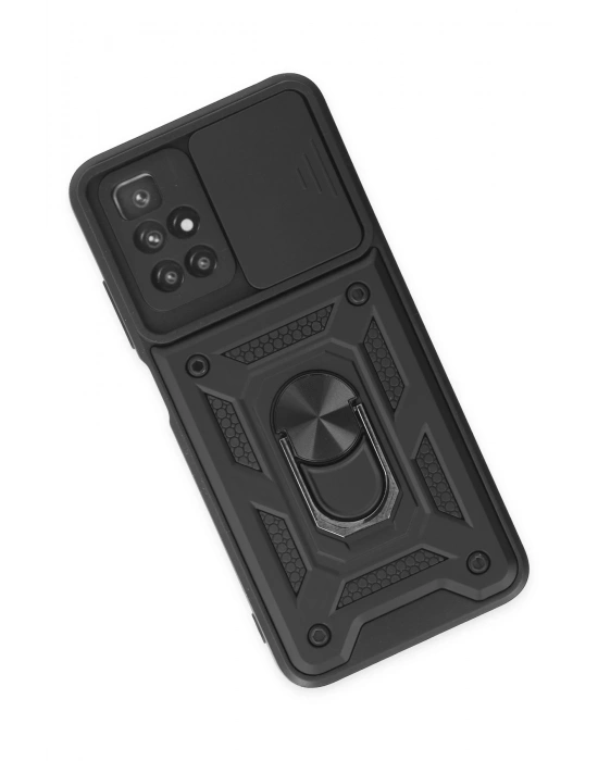 Newface Xiaomi Redmi 10 2022 Kılıf Pars Lens Yüzüklü Silikon - Siyah