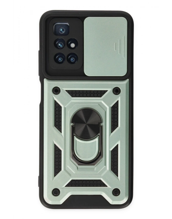 Newface Xiaomi Redmi 10 2022 Kılıf Pars Lens Yüzüklü Silikon - Yeşil