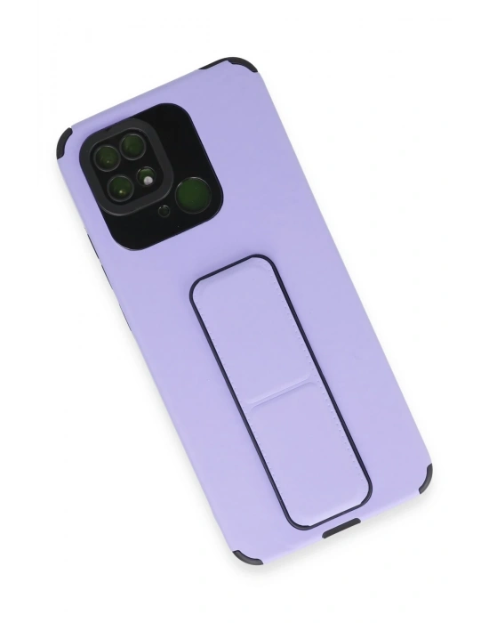 Newface Xiaomi Redmi 10C Kılıf Mega Standlı Silikon - Lila