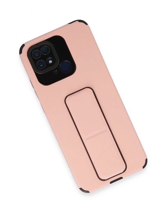 Newface Xiaomi Redmi 10C Kılıf Mega Standlı Silikon - Pudra