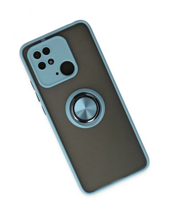 Newface Xiaomi Redmi 10C Kılıf Montreal Yüzüklü Silikon Kapak - Buz Mavi