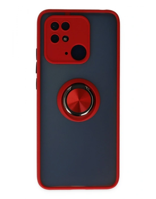 Newface Xiaomi Redmi 10C Kılıf Montreal Yüzüklü Silikon Kapak - Kırmızı