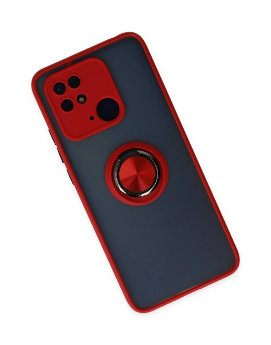 Newface Xiaomi Redmi 10C Kılıf Montreal Yüzüklü Silikon Kapak - Kırmızı