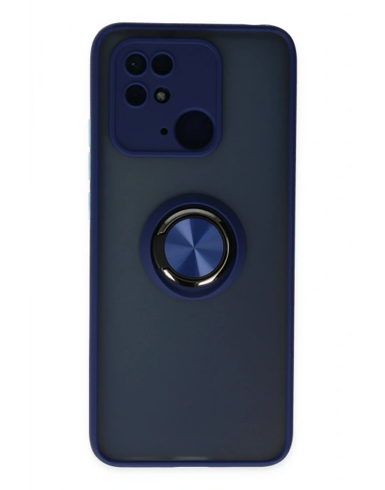 Newface Xiaomi Redmi 10C Kılıf Montreal Yüzüklü Silikon Kapak - Lacivert