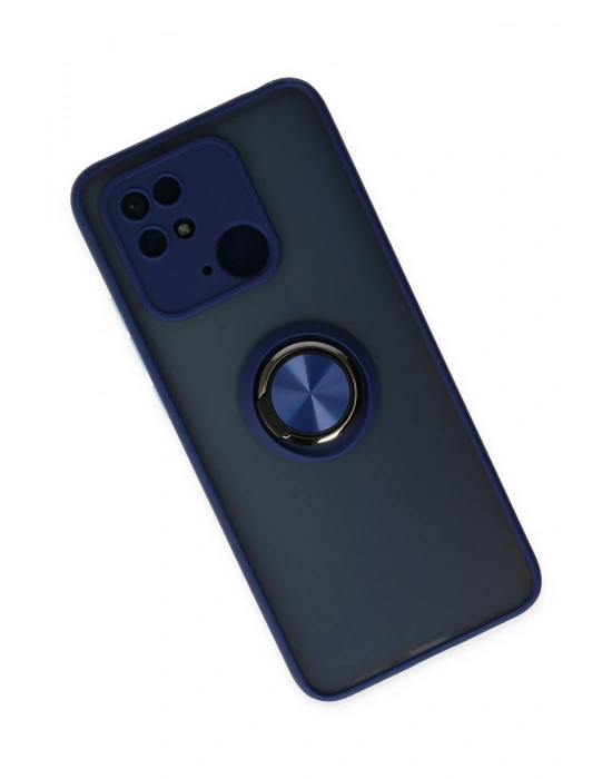 Newface Xiaomi Redmi 10C Kılıf Montreal Yüzüklü Silikon Kapak - Lacivert