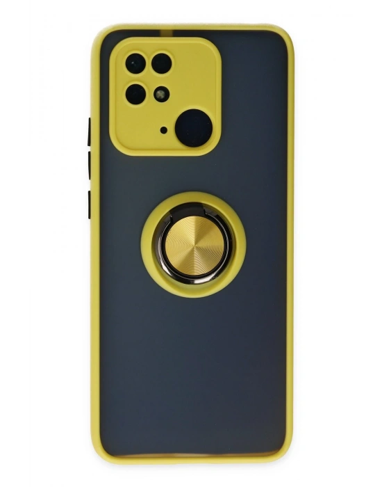 Newface Xiaomi Redmi 10C Kılıf Montreal Yüzüklü Silikon Kapak - Sarı