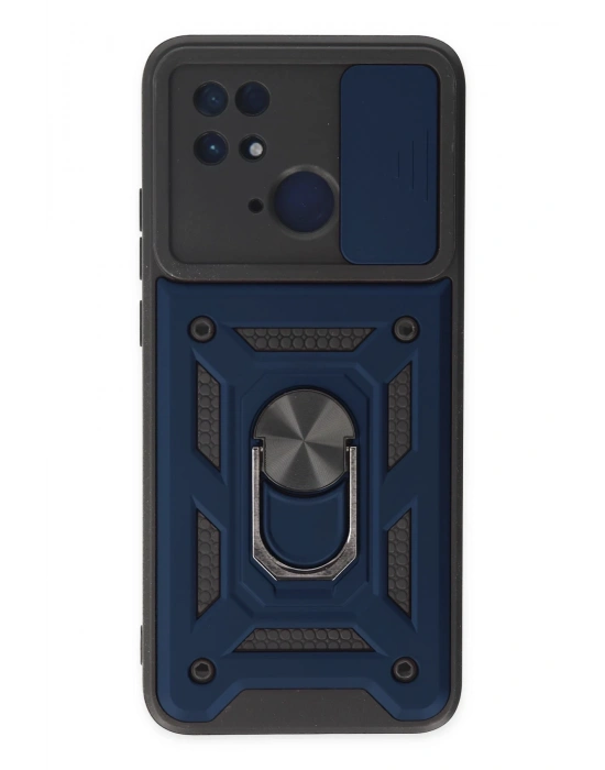 Newface Xiaomi Redmi 10C Kılıf Pars Lens Yüzüklü Silikon - Lacivert