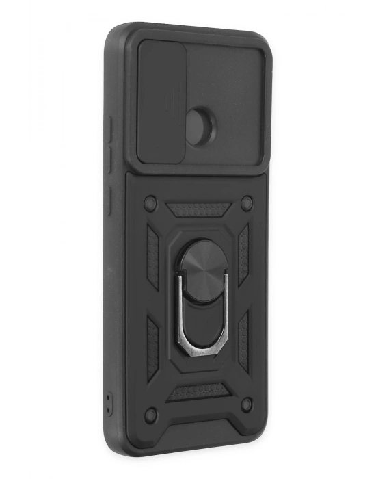 Newface Xiaomi Redmi 10C Kılıf Pars Lens Yüzüklü Silikon - Siyah