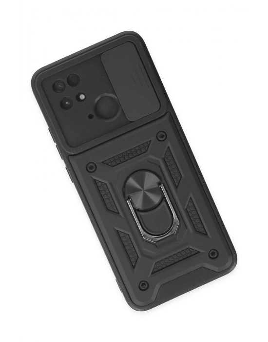 Newface Xiaomi Redmi 10C Kılıf Pars Lens Yüzüklü Silikon - Siyah