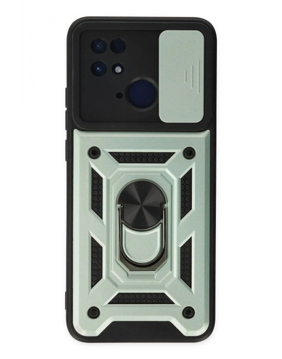 Newface Xiaomi Redmi 10C Kılıf Pars Lens Yüzüklü Silikon - Yeşil