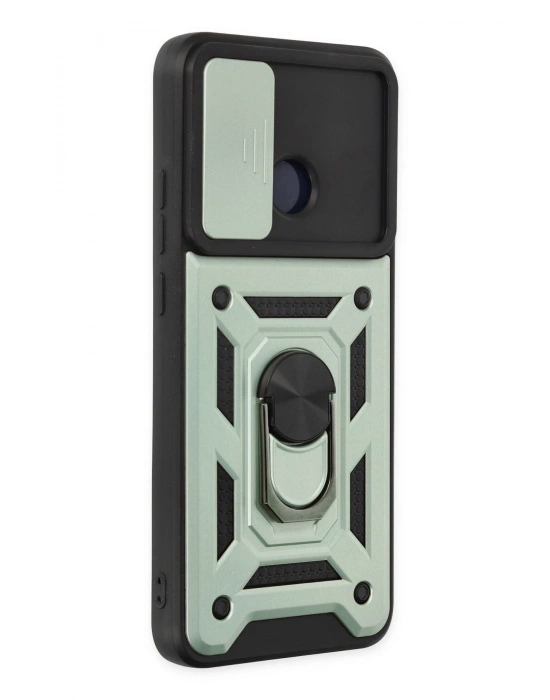 Newface Xiaomi Redmi 10C Kılıf Pars Lens Yüzüklü Silikon - Yeşil