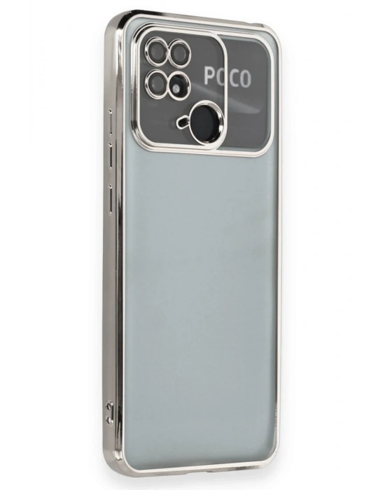 Newface Xiaomi Redmi 10C Kılıf Razer Lensli Silikon - Gümüş