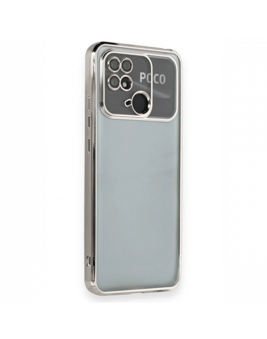 Newface Xiaomi Redmi 10C Kılıf Razer Lensli Silikon - Gümüş