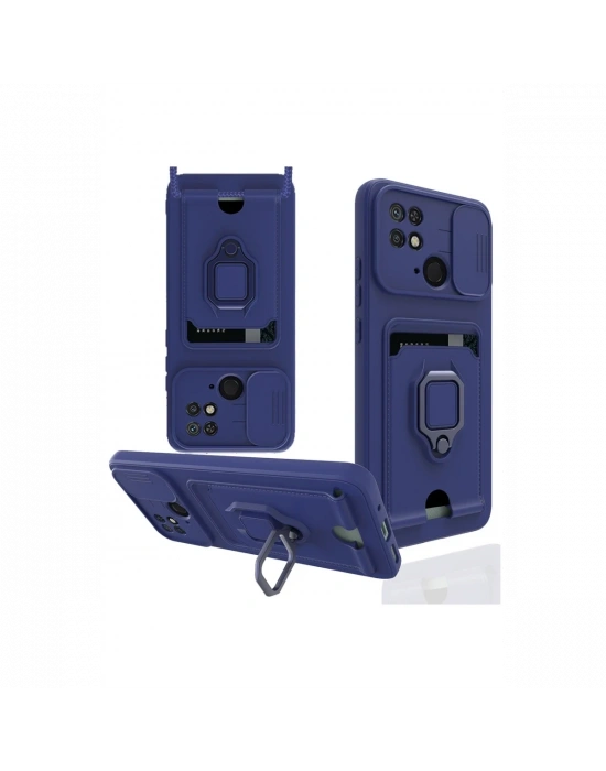 Newface Xiaomi Redmi 10C Kılıf Zuma Kartvizitli Yüzüklü Silikon - Lacivert