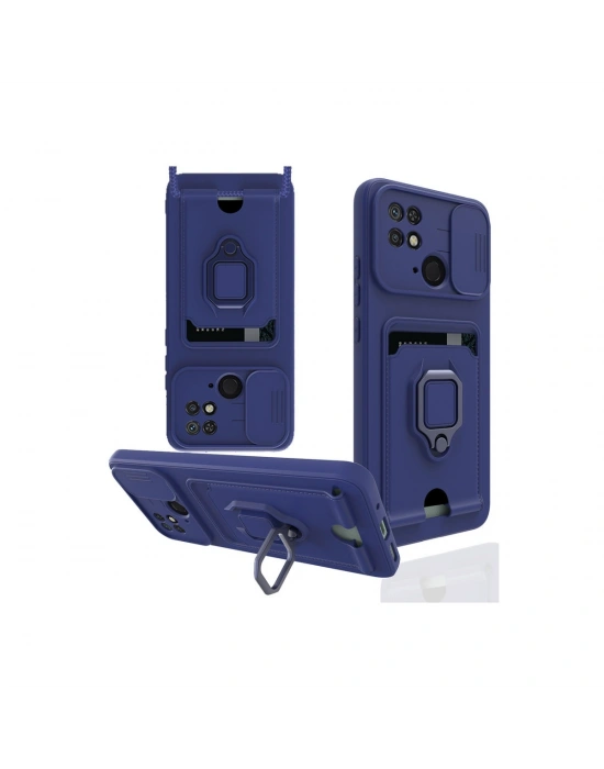 Newface Xiaomi Redmi 10C Kılıf Zuma Kartvizitli Yüzüklü Silikon - Lacivert