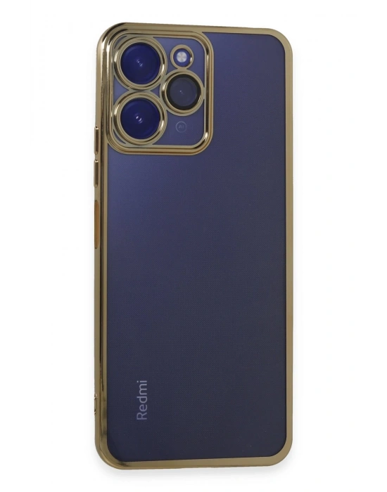 Newface Xiaomi Redmi 12 Kılıf Razer Lensli Silikon - Gold