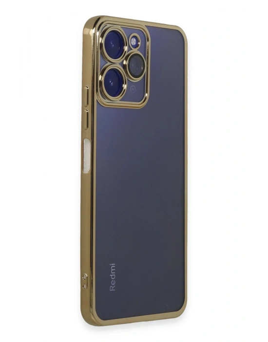 Newface Xiaomi Redmi 12 Kılıf Razer Lensli Silikon - Gold