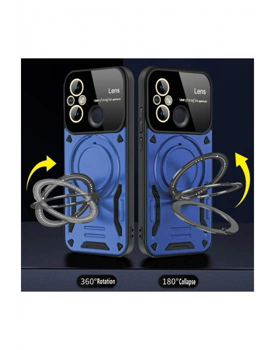 Newface Xiaomi Redmi 12C Kılıf Joy Lens Standlı Kapak - Mor