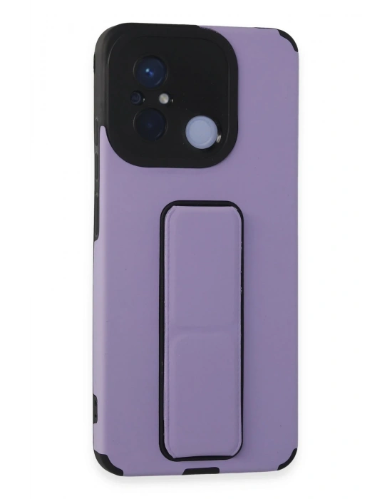 Newface Xiaomi Redmi 12C Kılıf Mega Standlı Silikon - Lila