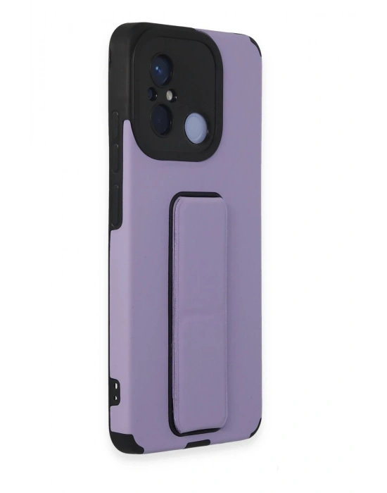 Newface Xiaomi Redmi 12C Kılıf Mega Standlı Silikon - Lila