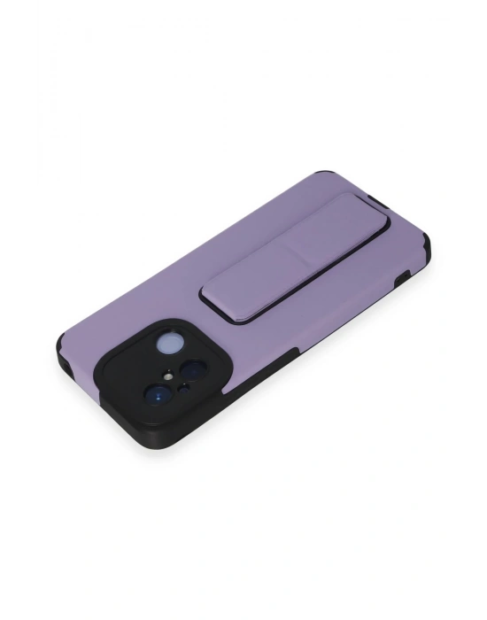 Newface Xiaomi Redmi 12C Kılıf Mega Standlı Silikon - Lila