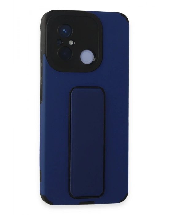 Newface Xiaomi Redmi 12C Kılıf Mega Standlı Silikon - Mavi