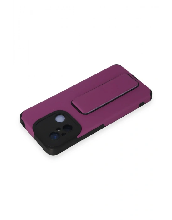 Newface Xiaomi Redmi 12C Kılıf Mega Standlı Silikon - Mor