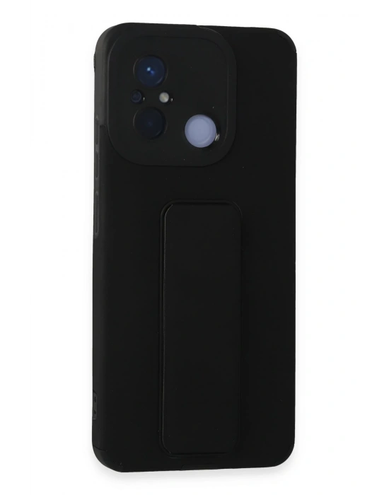 Newface Xiaomi Redmi 12C Kılıf Mega Standlı Silikon - Siyah