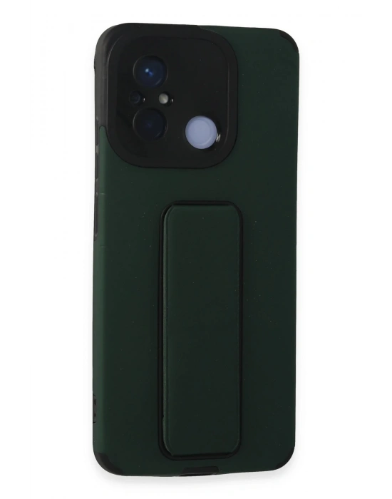 Newface Xiaomi Redmi 12C Kılıf Mega Standlı Silikon - Yeşil