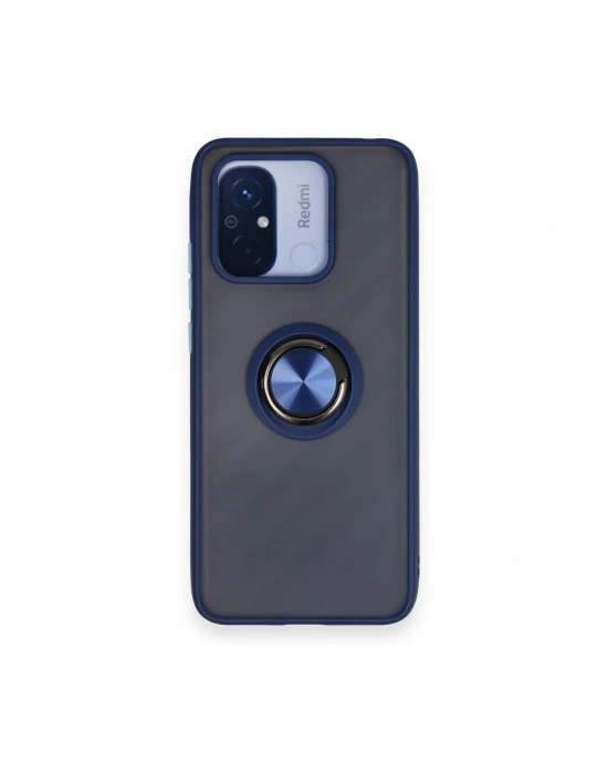 Newface Xiaomi Redmi 12C Kılıf Montreal Yüzüklü Silikon Kapak - Lacivert