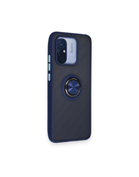 Newface Xiaomi Redmi 12C Kılıf Montreal Yüzüklü Silikon Kapak - Lacivert