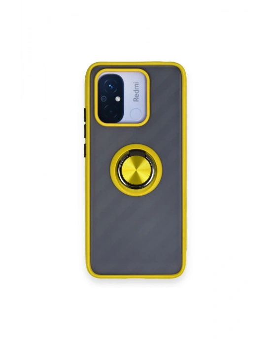 Newface Xiaomi Redmi 12C Kılıf Montreal Yüzüklü Silikon Kapak - Sarı