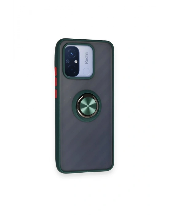 Newface Xiaomi Redmi 12C Kılıf Montreal Yüzüklü Silikon Kapak - Yeşil