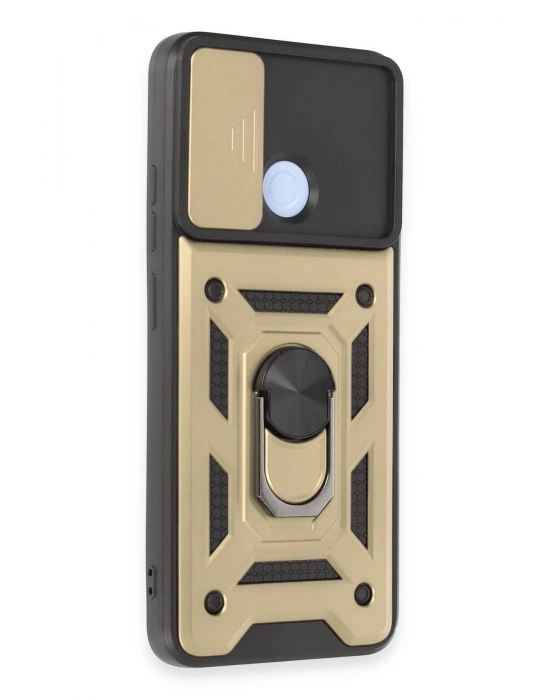 Newface Xiaomi Redmi 12C Kılıf Pars Lens Yüzüklü Silikon - Gold