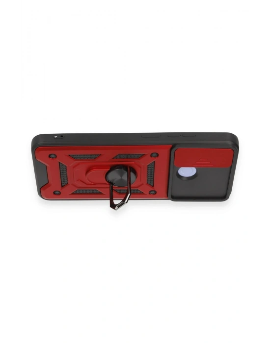 Newface Xiaomi Redmi 12C Kılıf Pars Lens Yüzüklü Silikon - Kırmızı