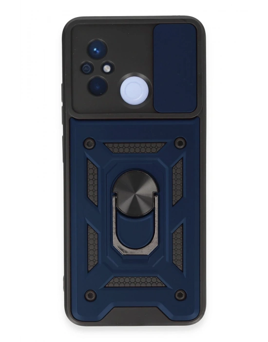 Newface Xiaomi Redmi 12C Kılıf Pars Lens Yüzüklü Silikon - Lacivert