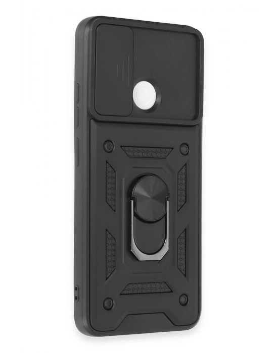 Newface Xiaomi Redmi 12C Kılıf Pars Lens Yüzüklü Silikon - Siyah