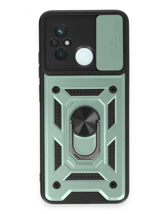 Newface Xiaomi Redmi 12C Kılıf Pars Lens Yüzüklü Silikon - Yeşil