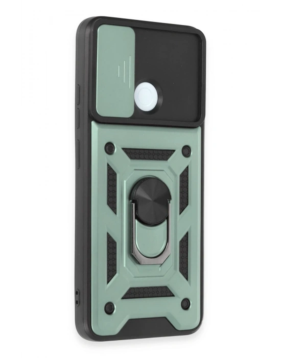 Newface Xiaomi Redmi 12C Kılıf Pars Lens Yüzüklü Silikon - Yeşil